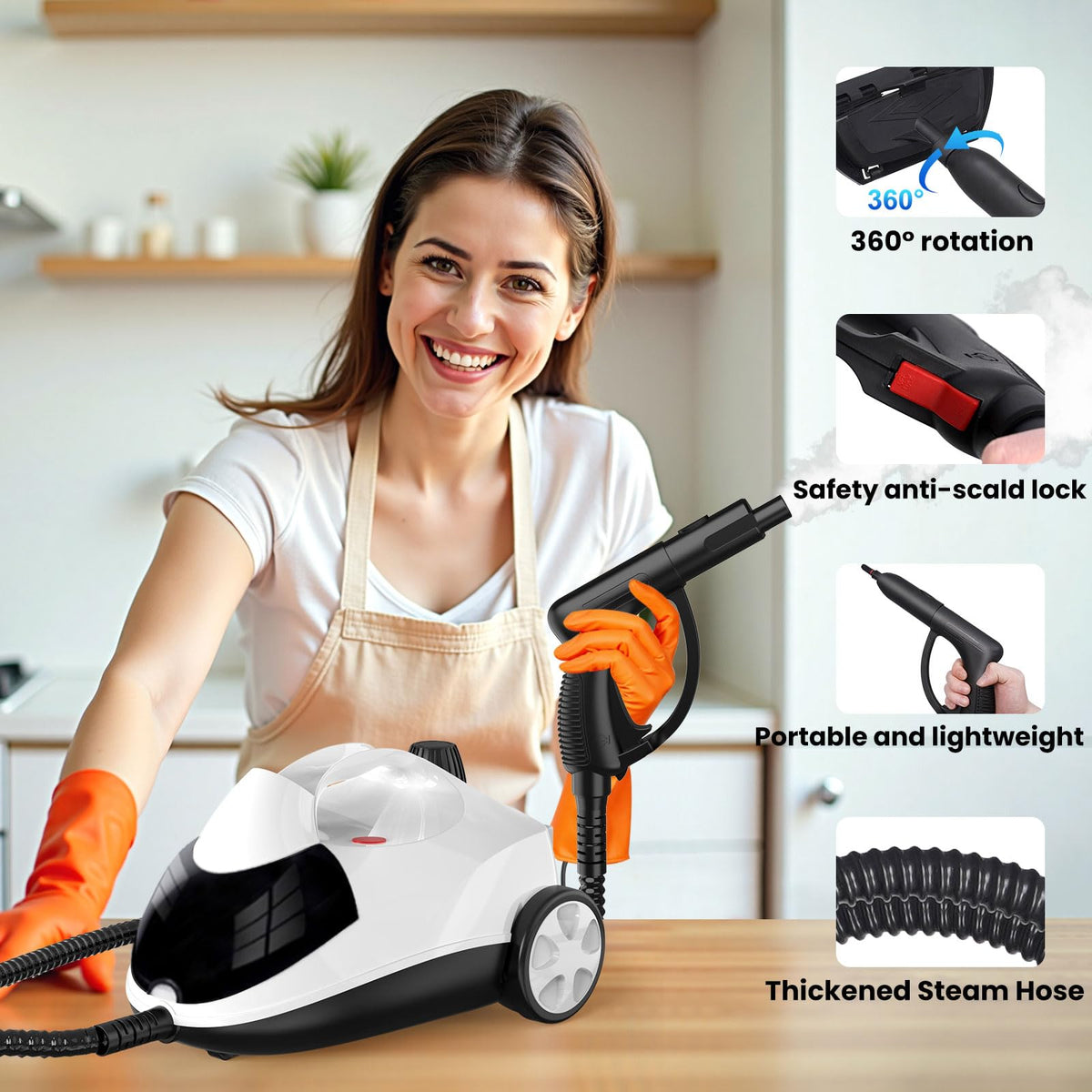 1.5L 6-in-1 Steam Cleaner with 8 Accessories L28563