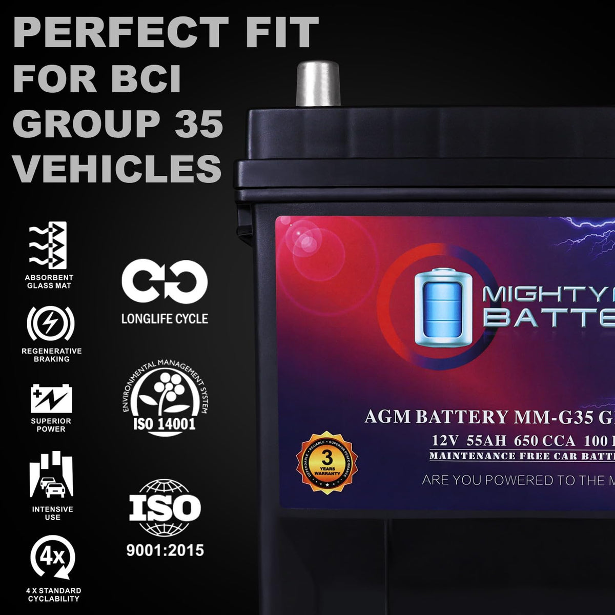 12V 55Ah AGM Replacement Battery Z577