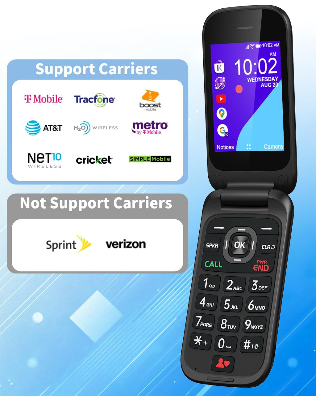 Unlocked 4G Flip Phone with Dual Screen D190