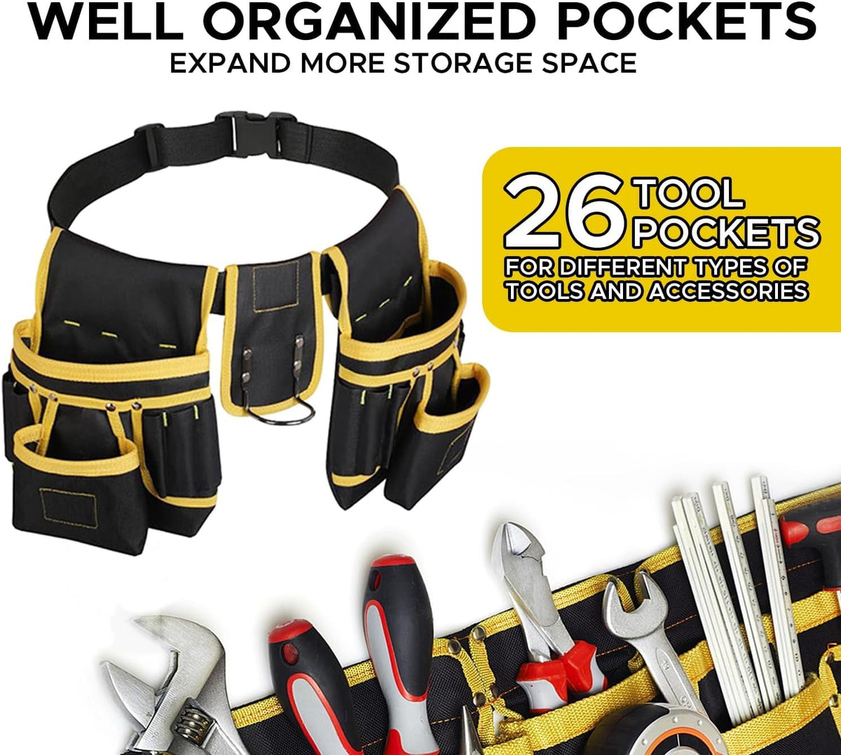 27 Pocket Tool Belt with 3 Magnetic Zones F9580