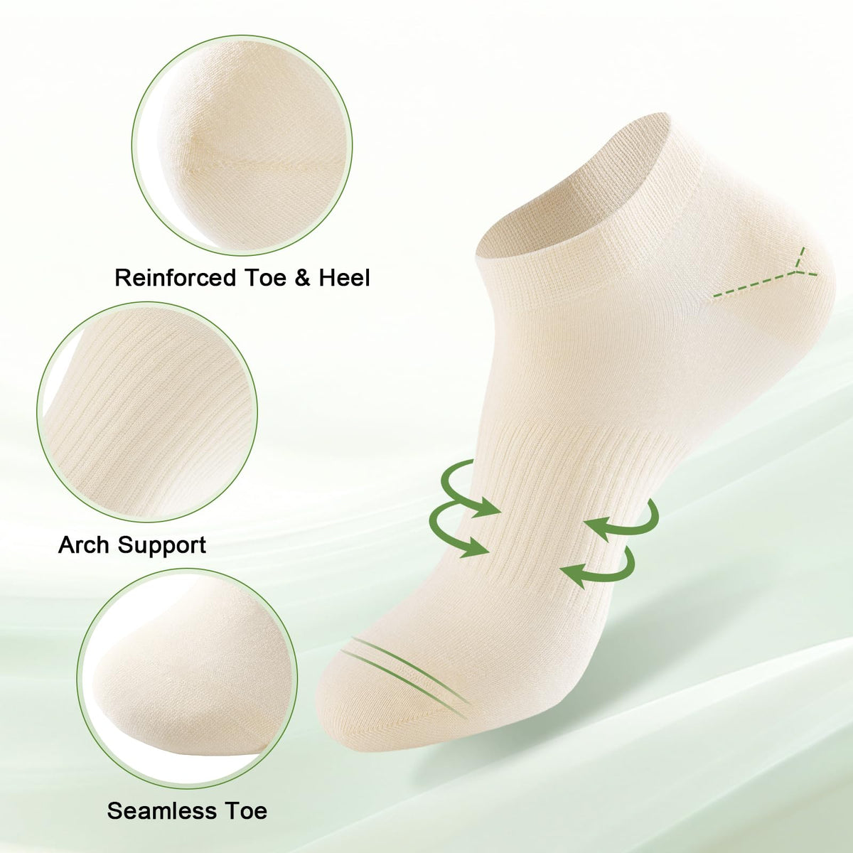Women's Bamboo Rayon Low Cut Ankle Socks, 5 Pairs W606