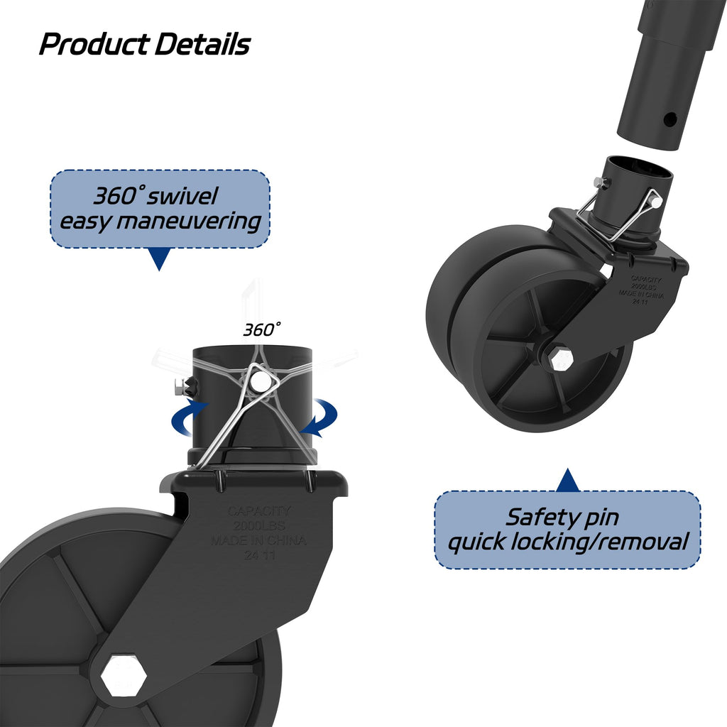 Dual 6" Trailer Jack Swivel Caster Wheel E6557