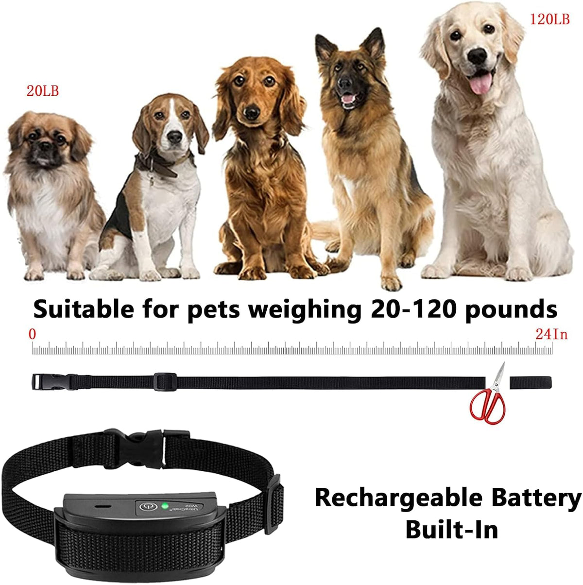 In-Ground Electric Pet Fence with 2 Waterproof Rechargeable Collars F2799