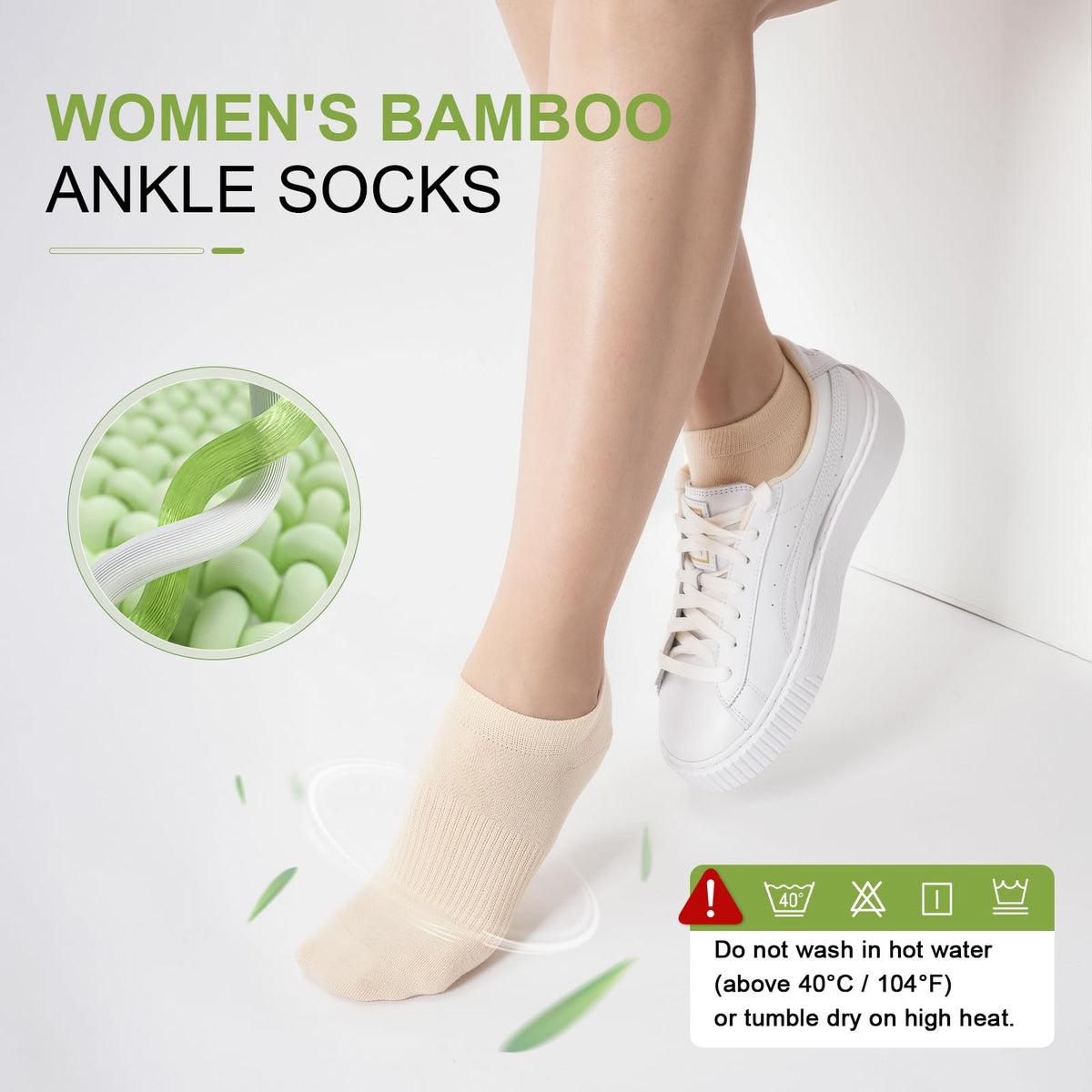 Women's Bamboo Rayon Low Cut Ankle Socks, 5 Pairs W606