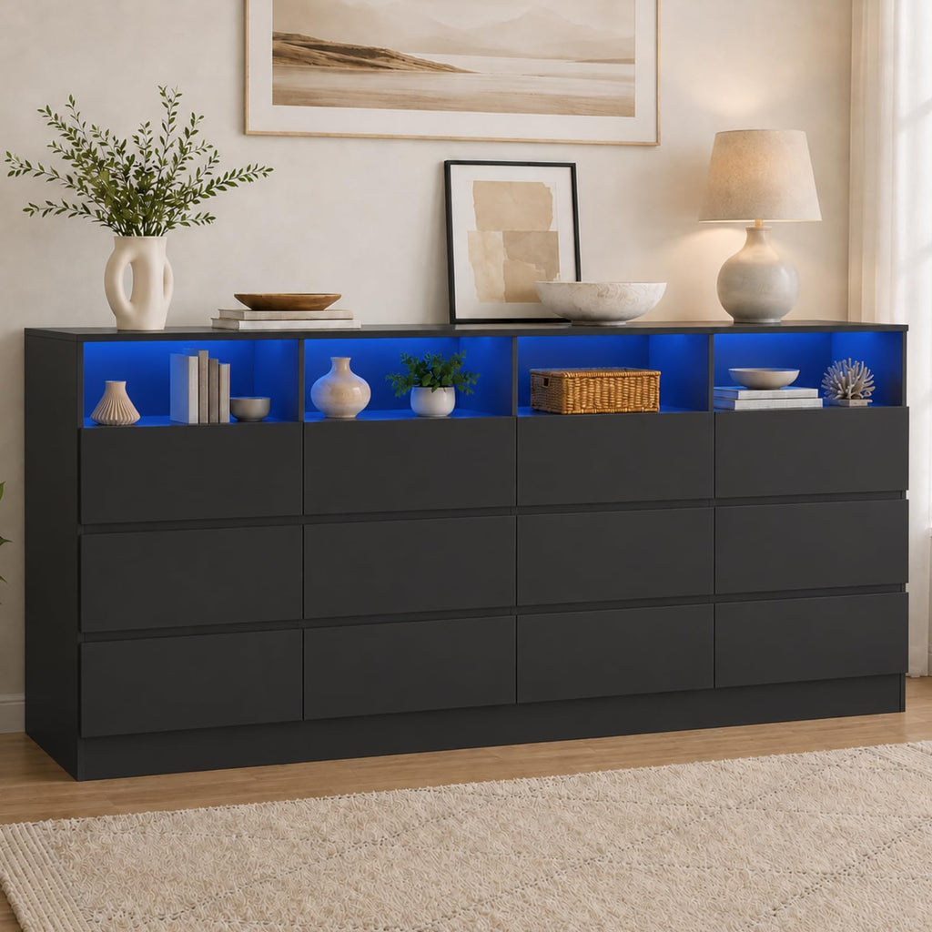 6 Drawer Dresser with Power Outlet and LED Lights Z528