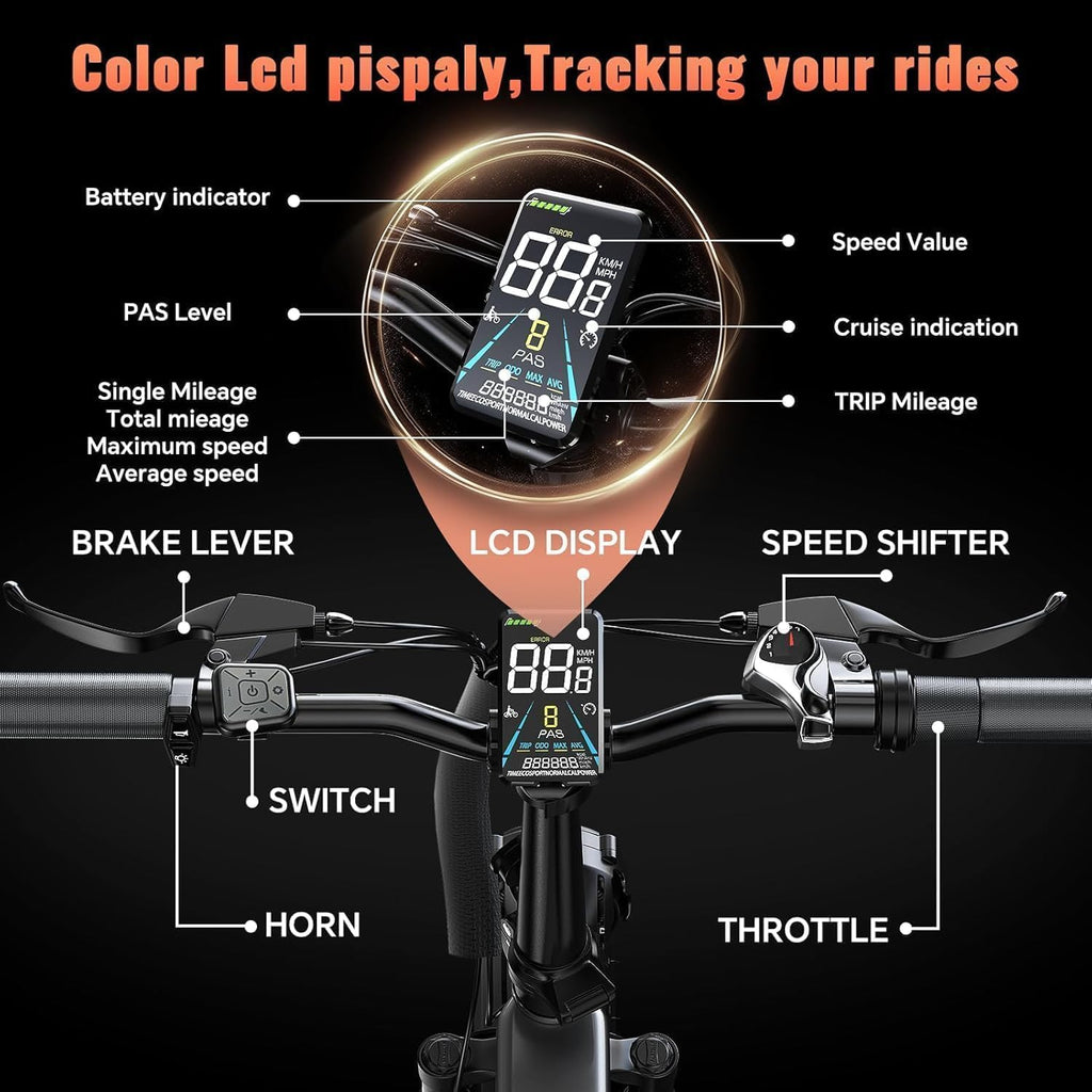 1500W Folding Electric Bike with 52V 20AH Removable Battery, 20" x4.0 Fat Tire V262