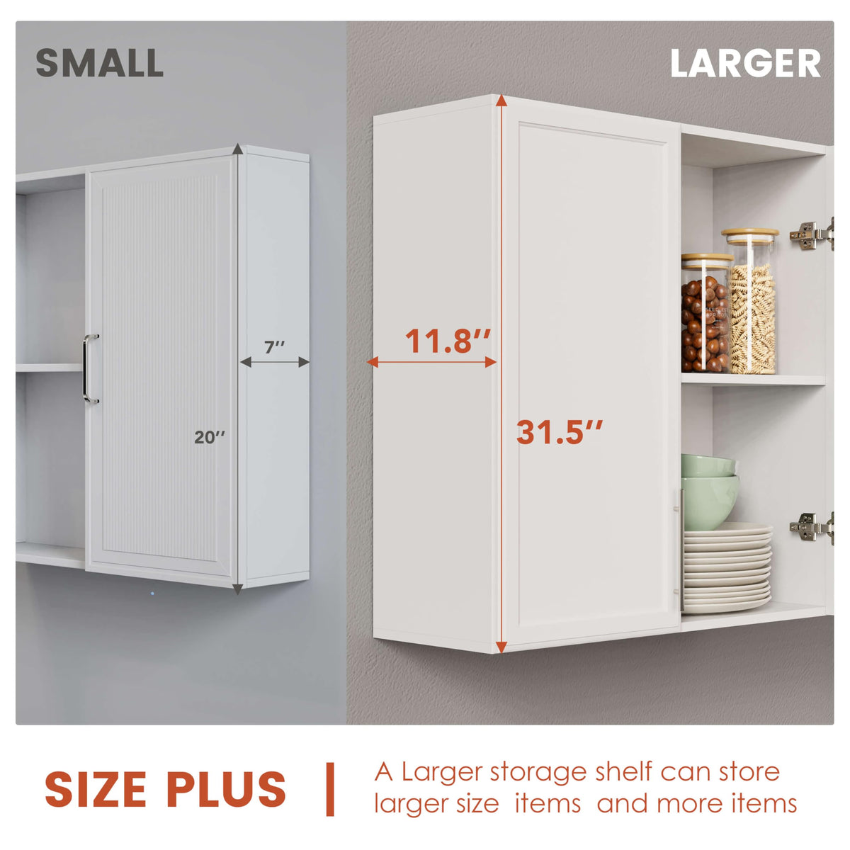 White Wall Cabinet with Adjustable Shelf V7796