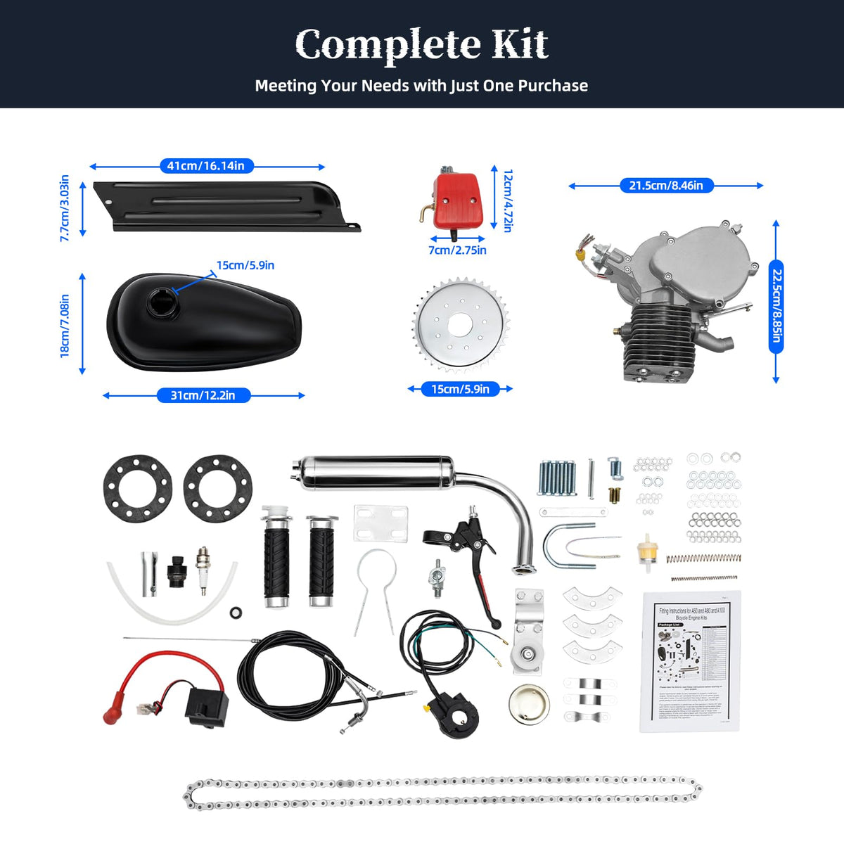 100cc 2 Stroke Air-Cooling Bicycle Engine Kit E7243