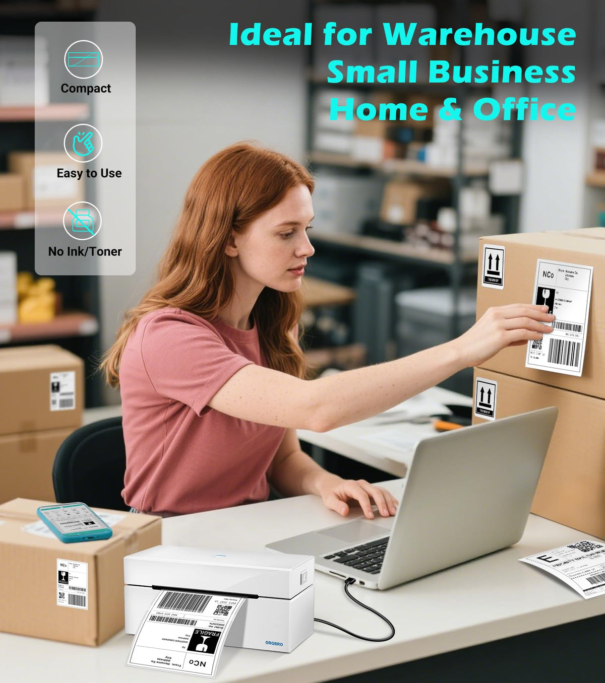 Thermal Shipping Label Printer, 4x6 Bluetooth Label Maker U523927