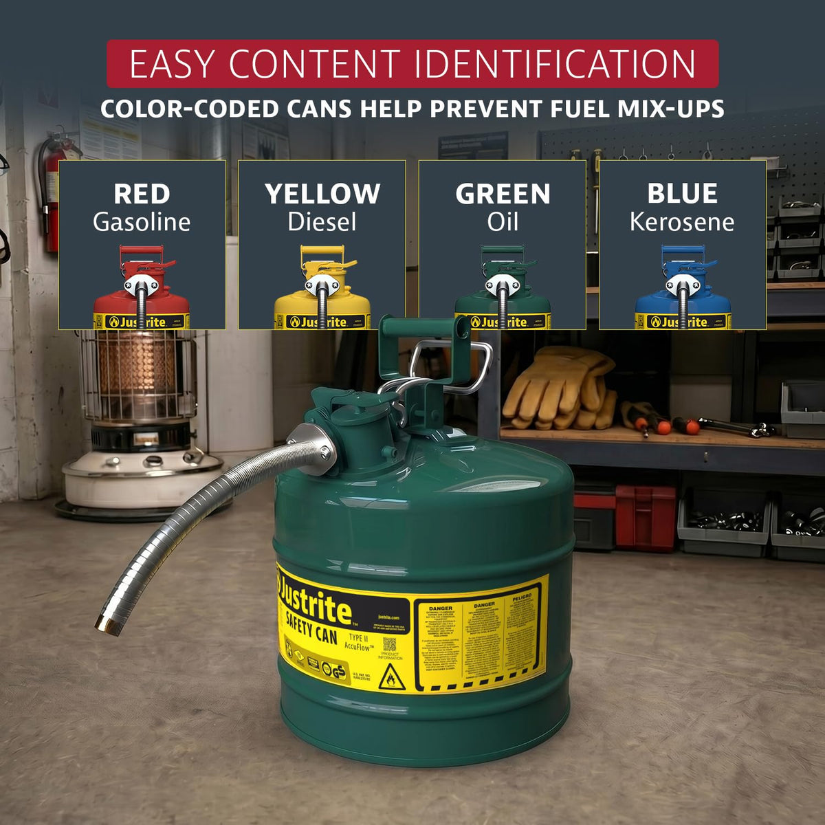 Green Galvanized Steel Safety Can Q156940