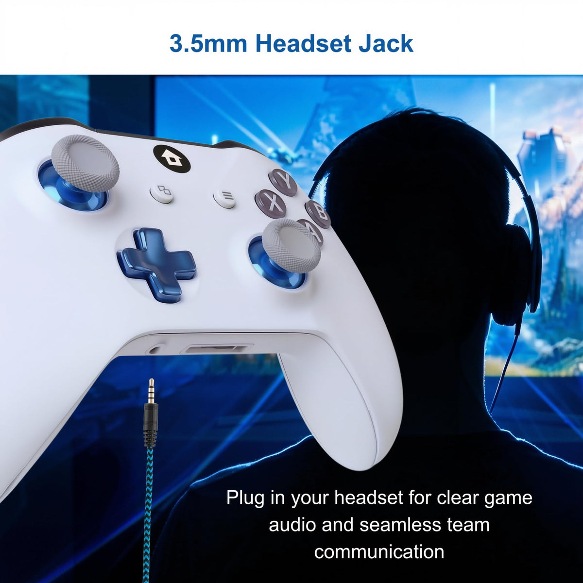 Wireless Controller for Xbox and PC with 1400mAh Battery, White H1114