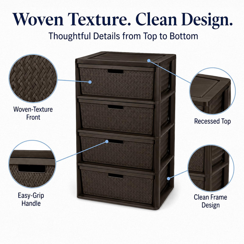 4 Drawer Brown Plastic Storage Tower K9775