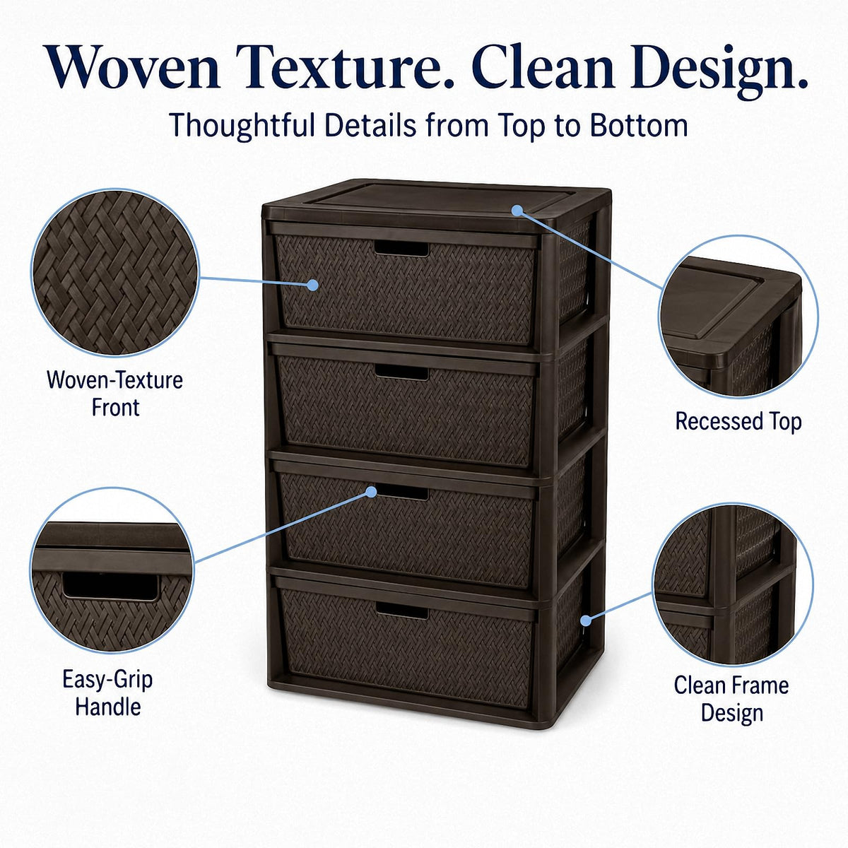 4 Drawer Brown Plastic Storage Tower K9775
