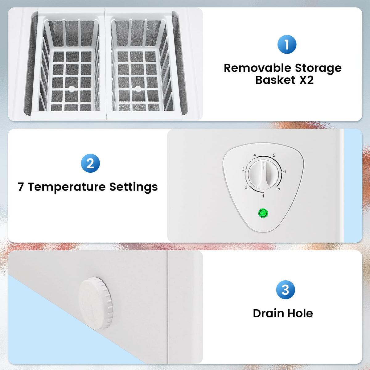 White 2.2 Cu Ft Chest Freezer with Storage Baskets D28997
