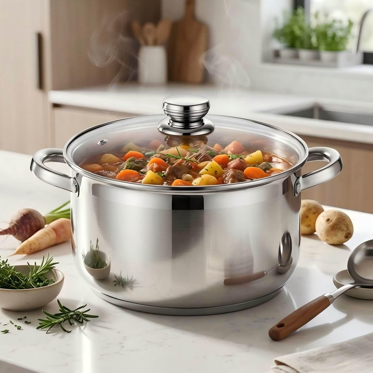 10 Quart Stainless Steel Stock Pot with Lid P80135