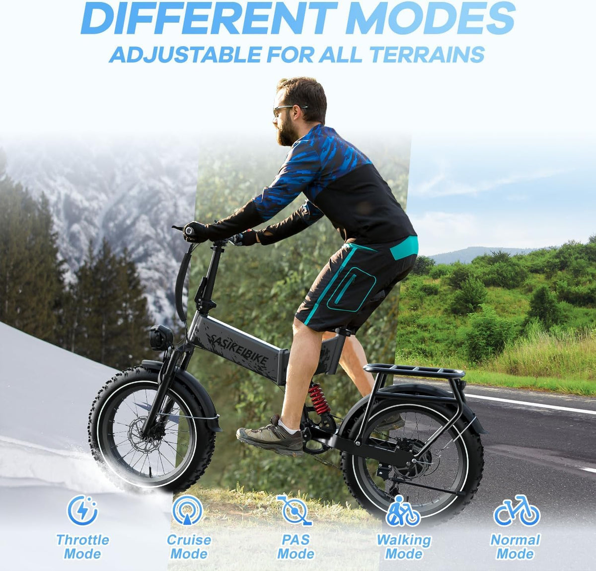 1500W Folding Electric Bike with 52V 20AH Removable Battery, 20" x4.0 Fat Tire V262