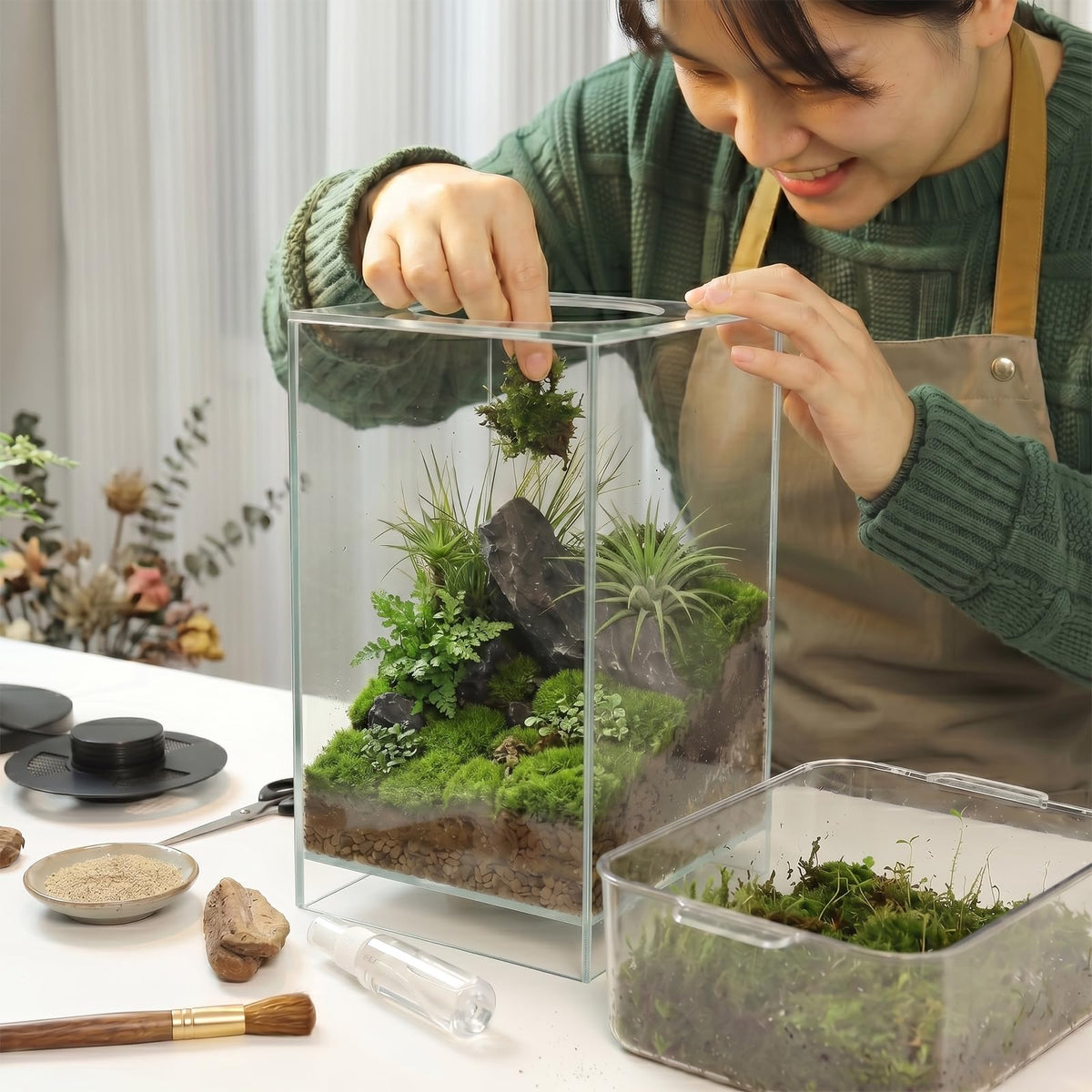 Glass Plant Terrarium with Grow Light V55131