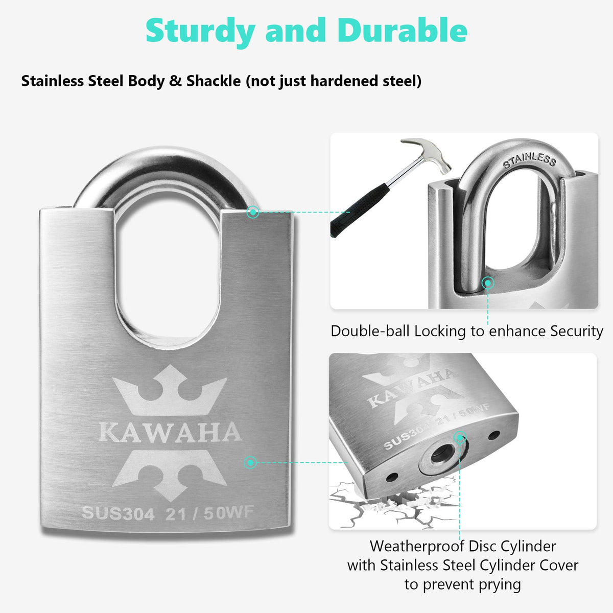 Stainless Steel Shrouded Padlock 4 Pack L541