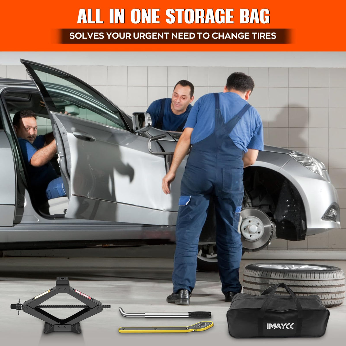 3 Ton Portable Scissor Jack with Lug Wrench B5470