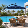 10 ft Solar Light Patio Umbrella with Crank Lift and Cross Base S560