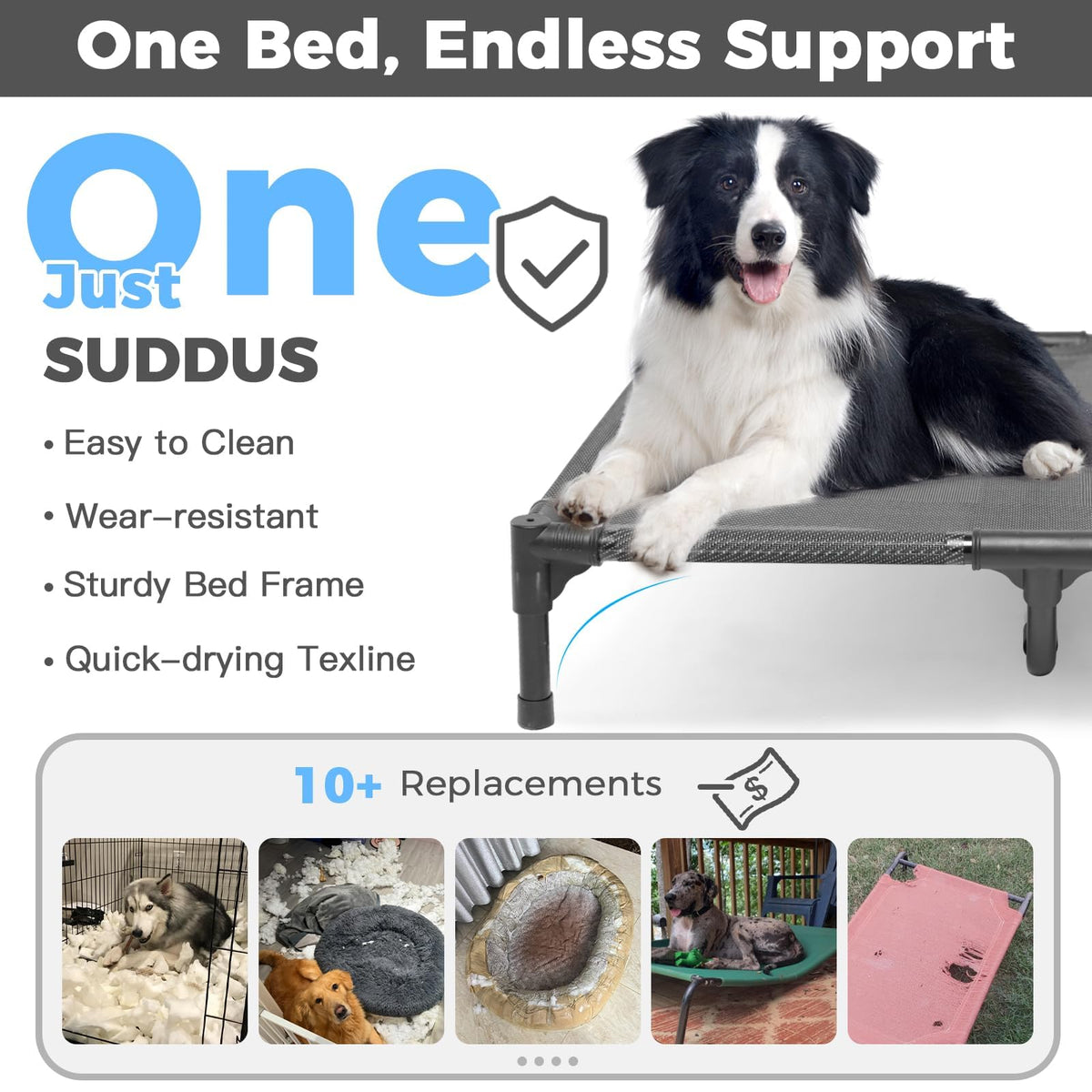Elevated Dog Bed with Metal Frame, X-Large Grey R6544