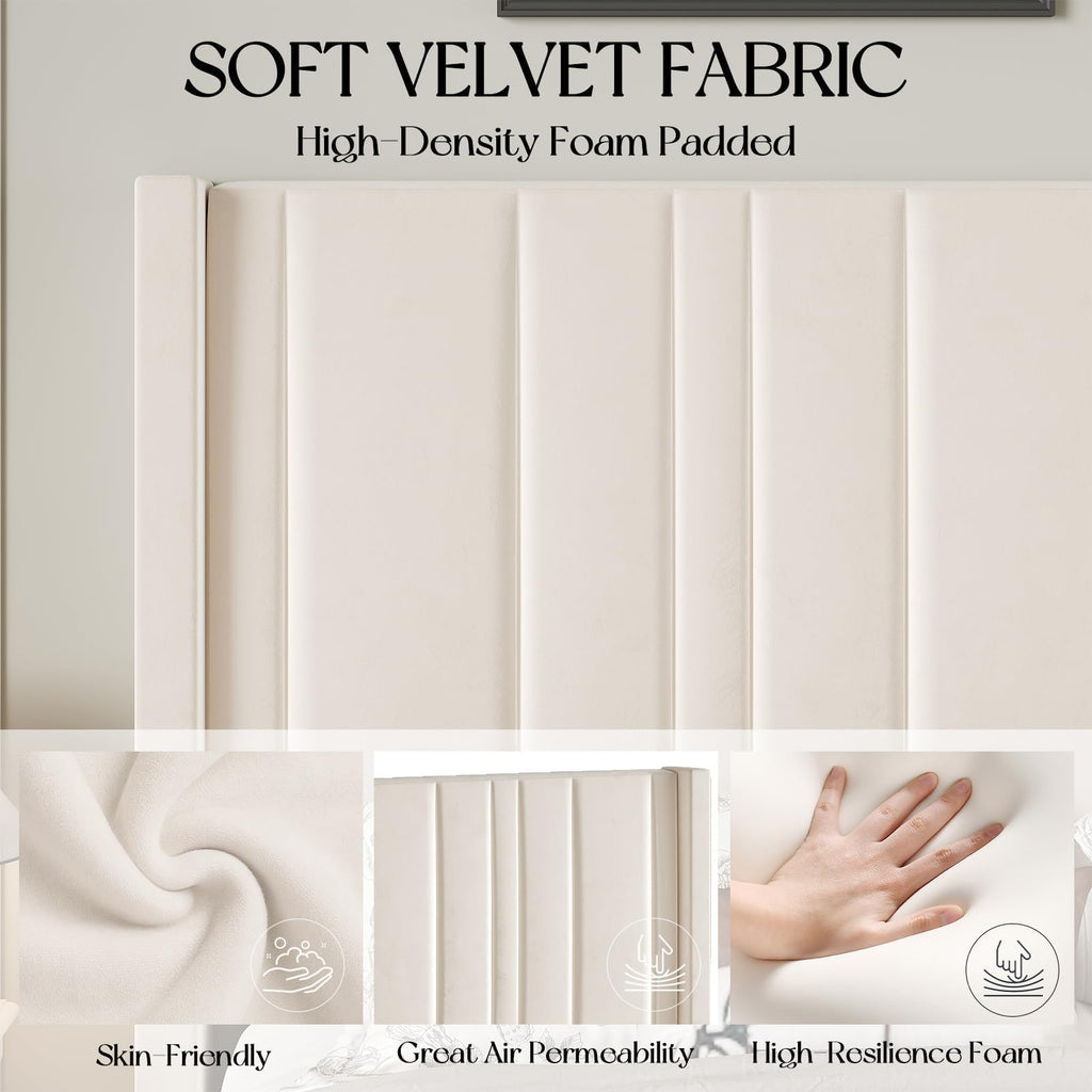 Full Size Velvet Headboard Bed Frame K978
