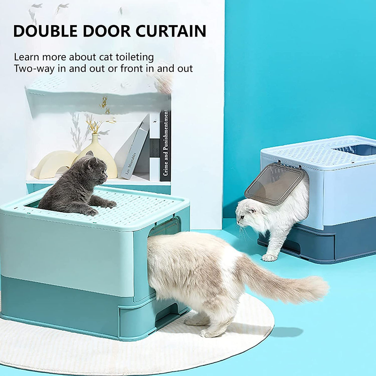 Foldable Large Top Entry Anti-Splashing Cat Litter Box with Lid and Scoop M93551