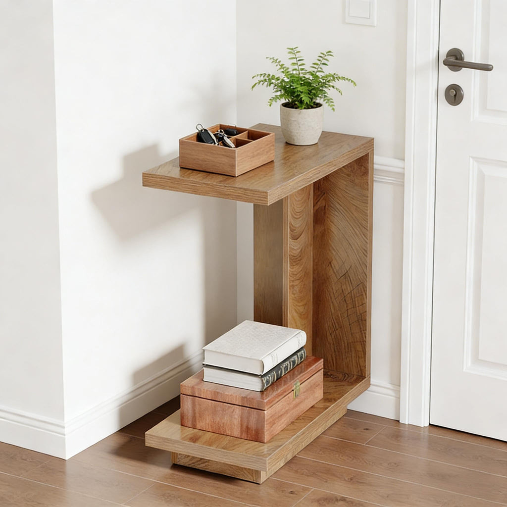 C-Shaped Side Table with Hidden Storage D69734