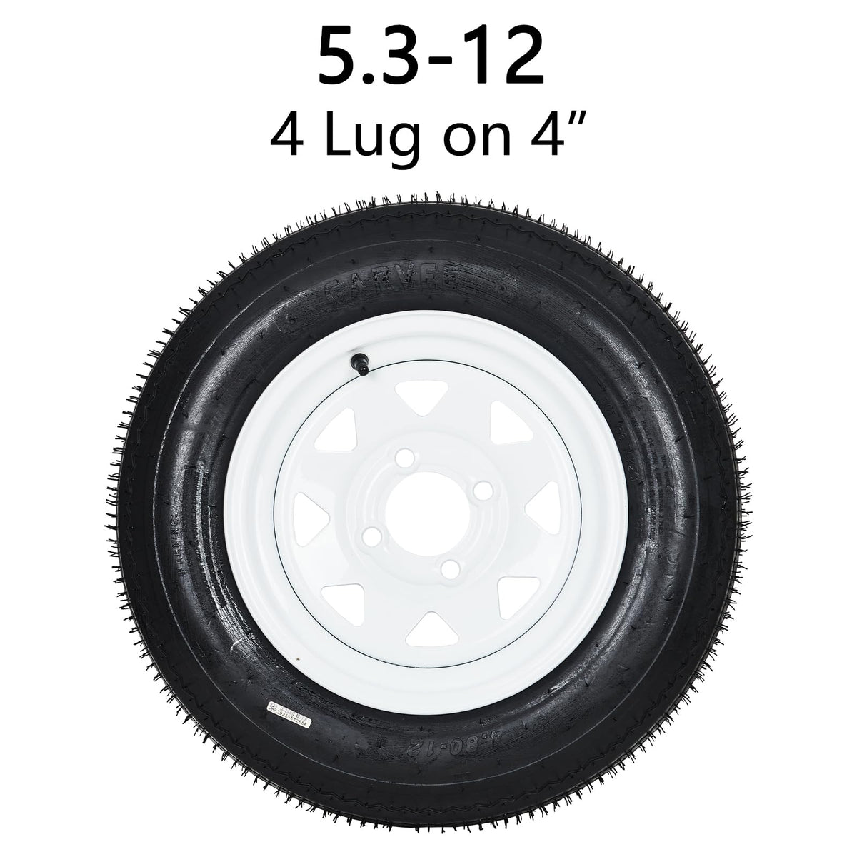 2-Pack Trailer Tires on Rims 5.30-12 4 Lug White Wheels C757