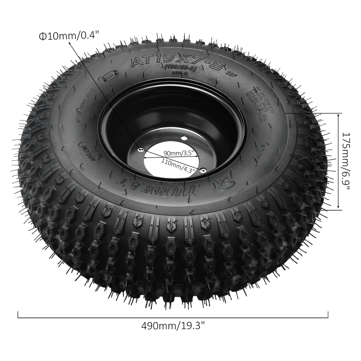 4 Pack 19x7-8 Off-Road Tire & Wheel Combo Tubeless 4-Ply H6428