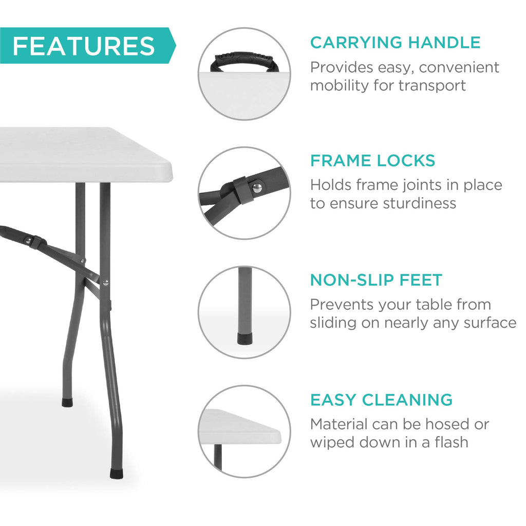 6ft White Plastic Folding Table K87407