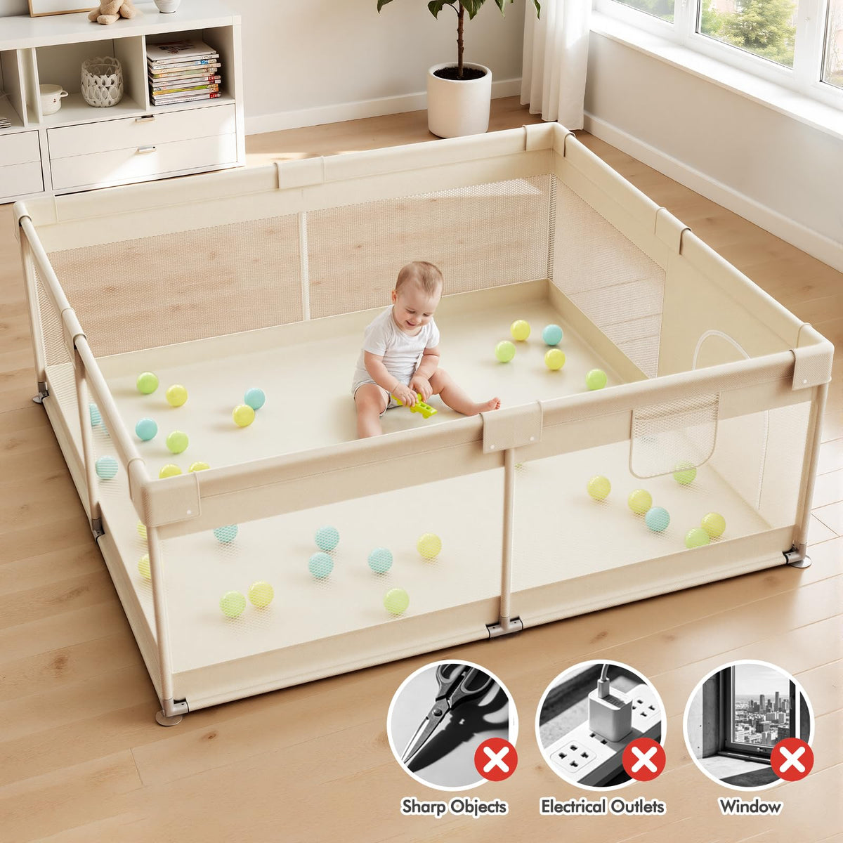 Beige Small Baby Playpen X1831