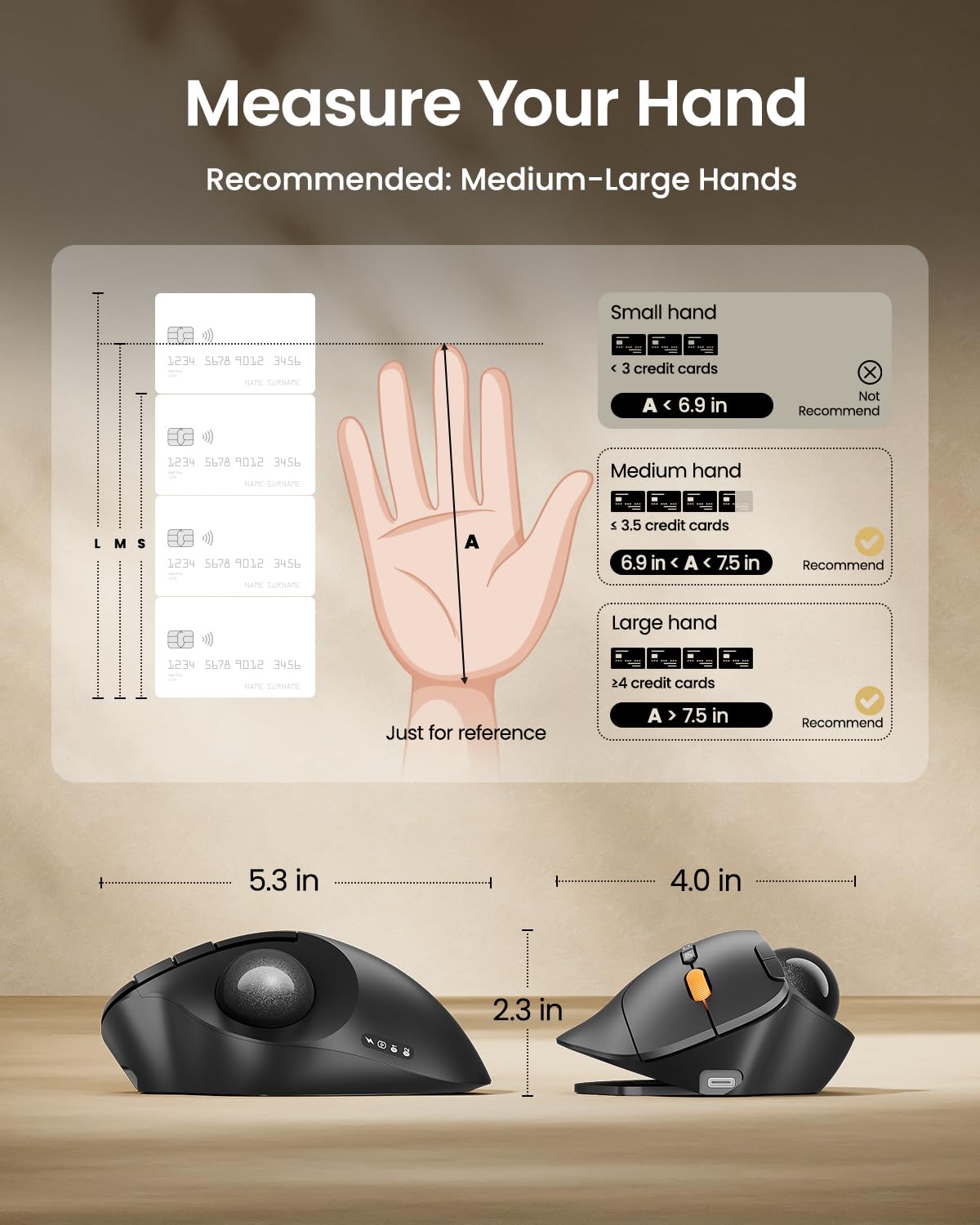 Wireless Trackball Mouse, Adjustable Angle, Gray O272312