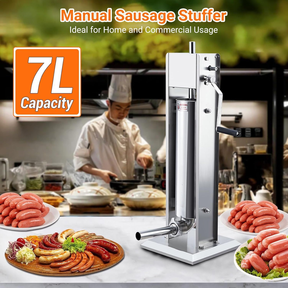 15L Sausage Stuffer with 5 Stainless Steel Tubes K65769