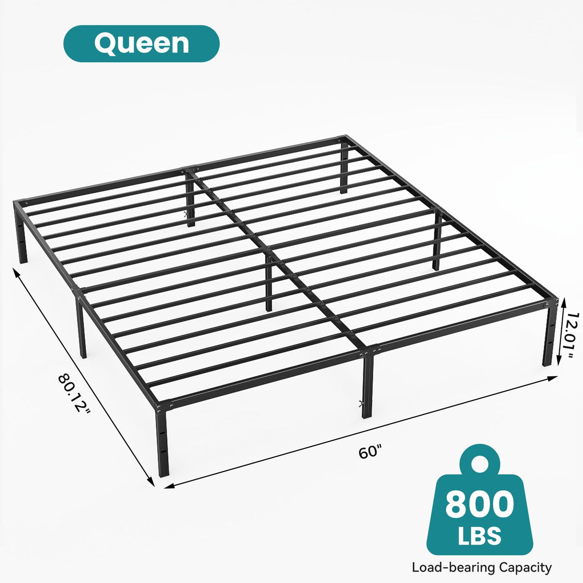 Queen 12 Inch Metal Platform Bed with Storage Y697132