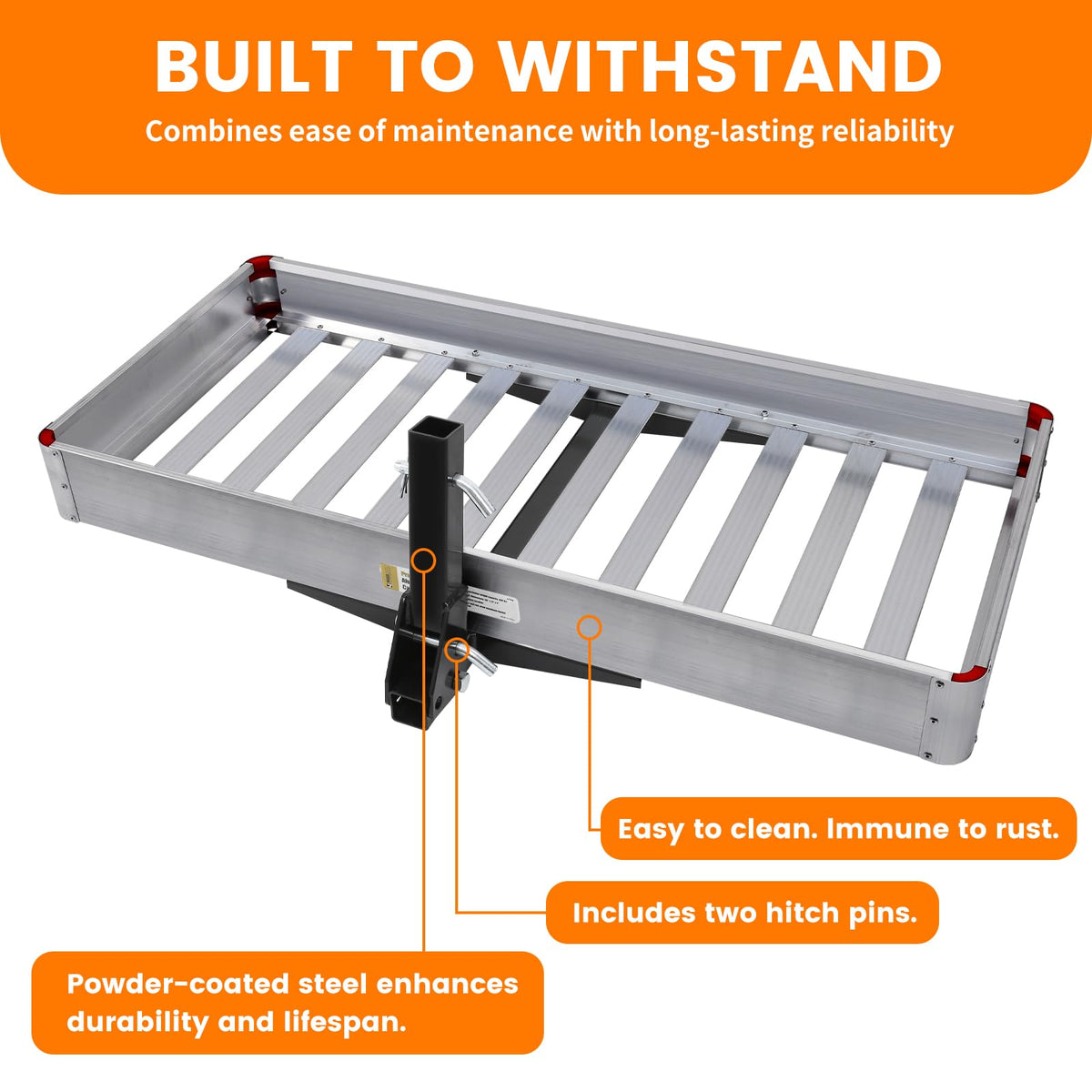500-lb Capacity 50 inch x 22 inch Folding Aluminum Hitch Mount Cargo Carrier Basket Q44423