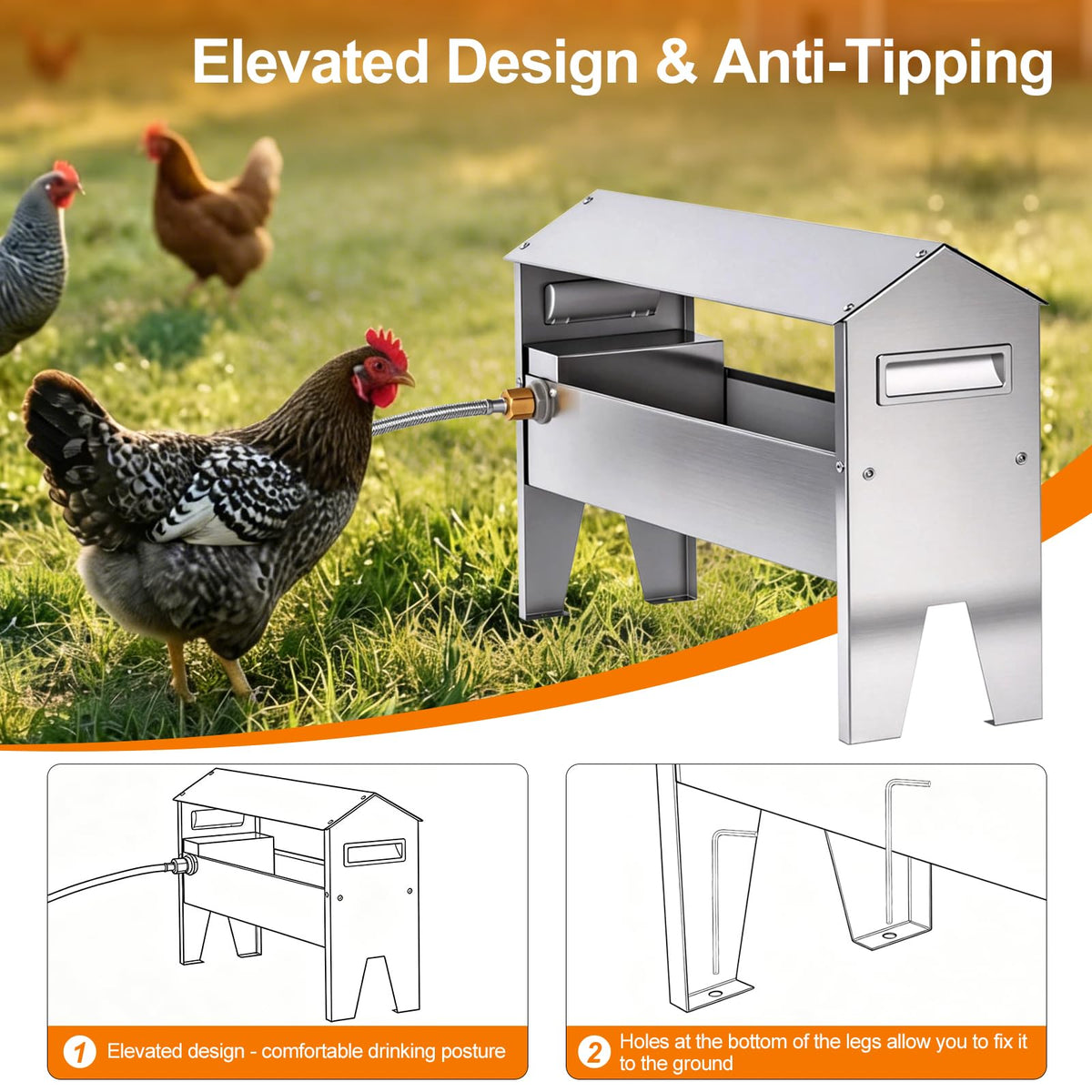 22'' Stainless Steel Automatic Chicken Waterer Q19891
