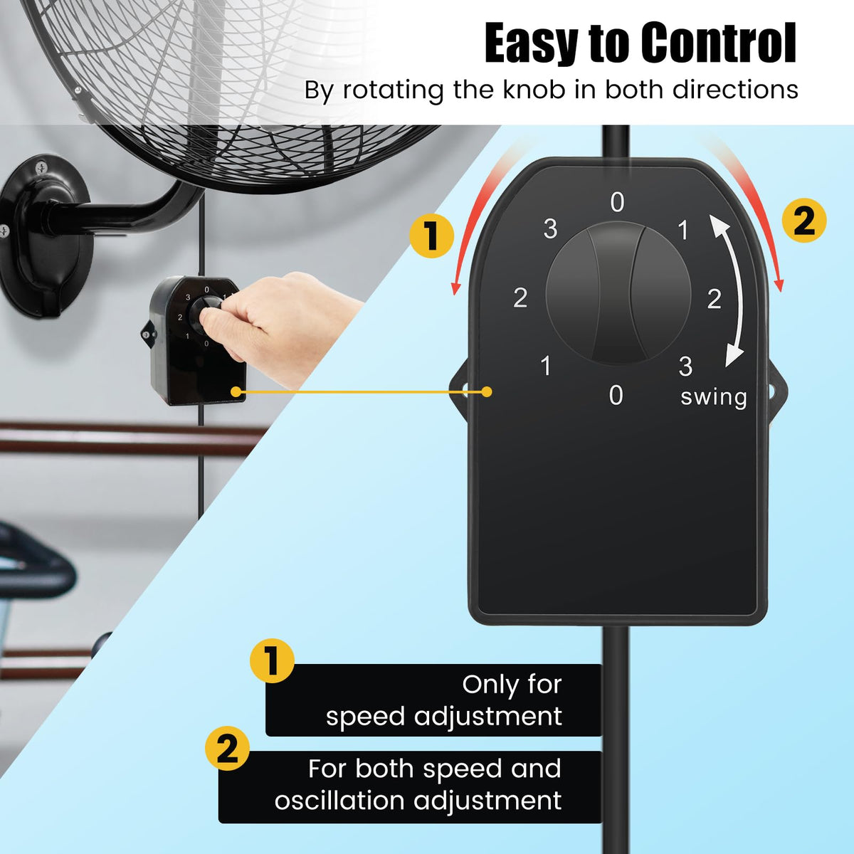 20 Inch 3-Speed Oscillating Metal Wall Fan N83350