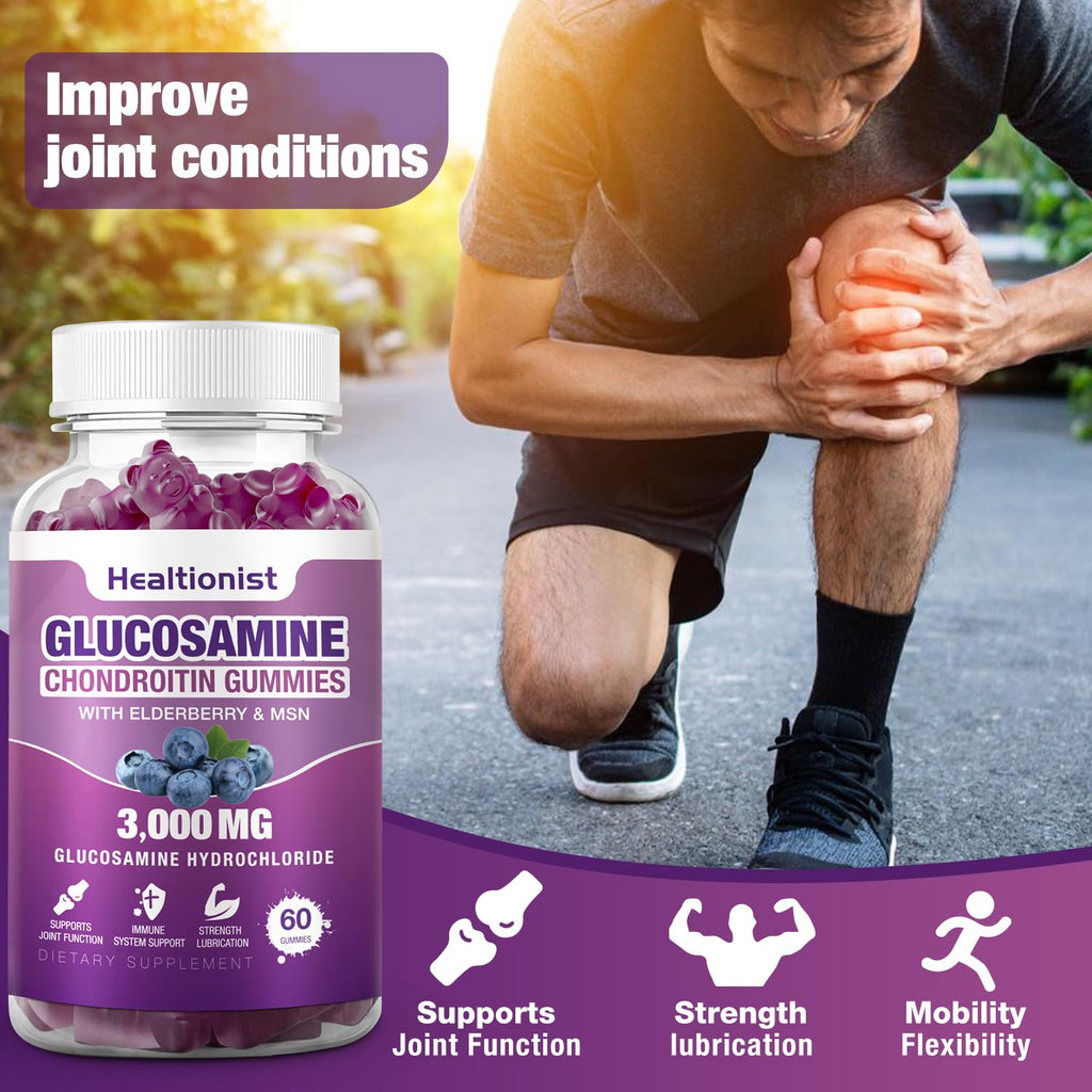 3000mg Glucosamine Chondroitin Gummies with MSM & Elderberry 120 Cts W7581