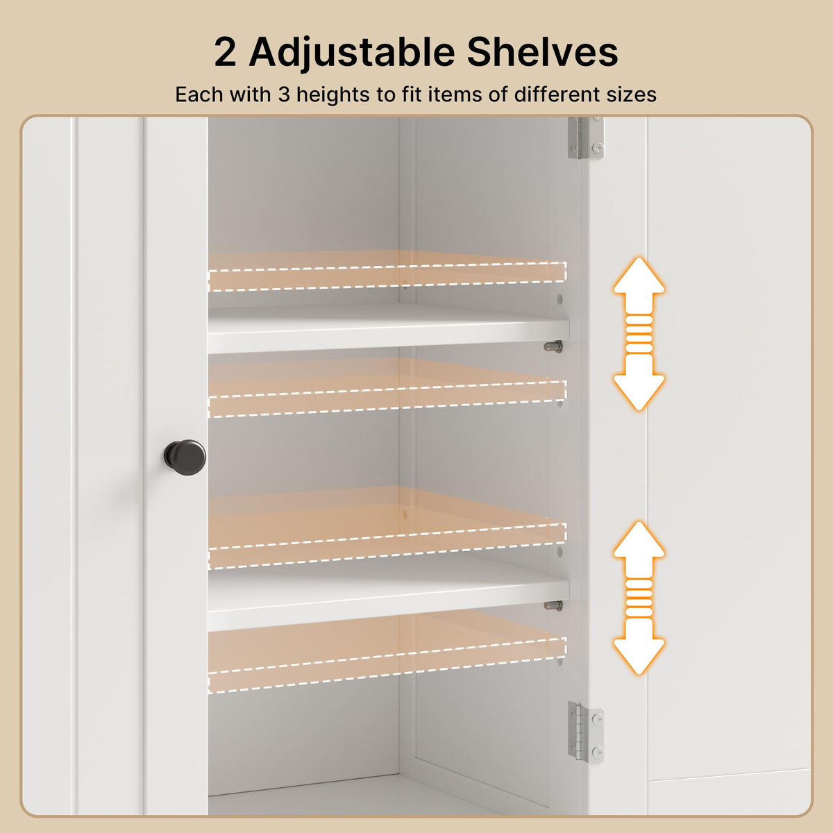 White Bathroom Storage Cabinet with 2 Adjustable Shelves A5116