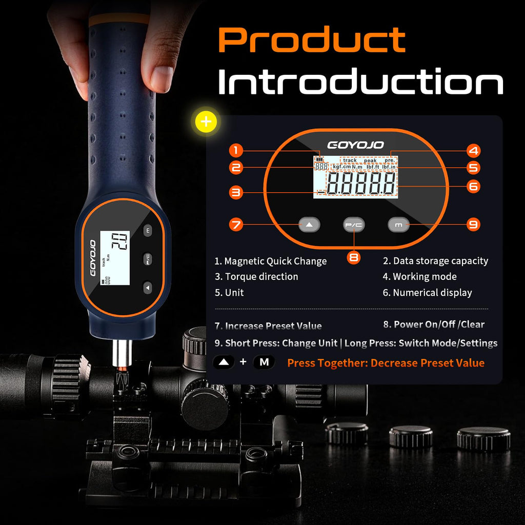 Digital Torque Screwdriver 1/4" Adjustable Set with Buzzer & Magnetic Bits H6037