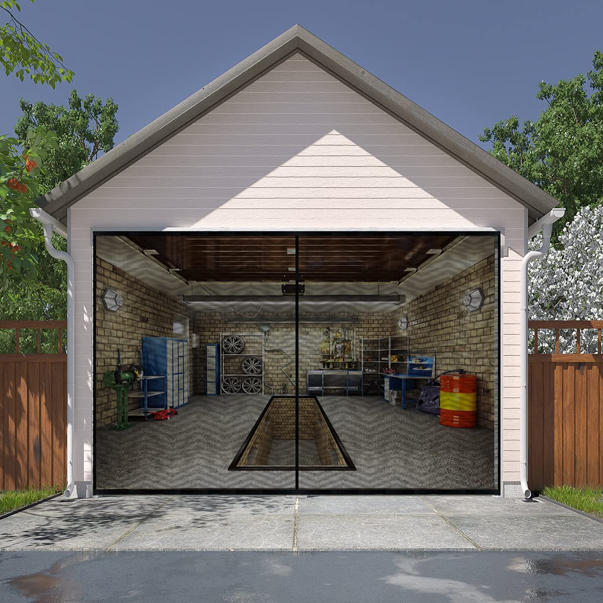 9x7FT Fiberglass Magnetic Garage Door Screen V9187