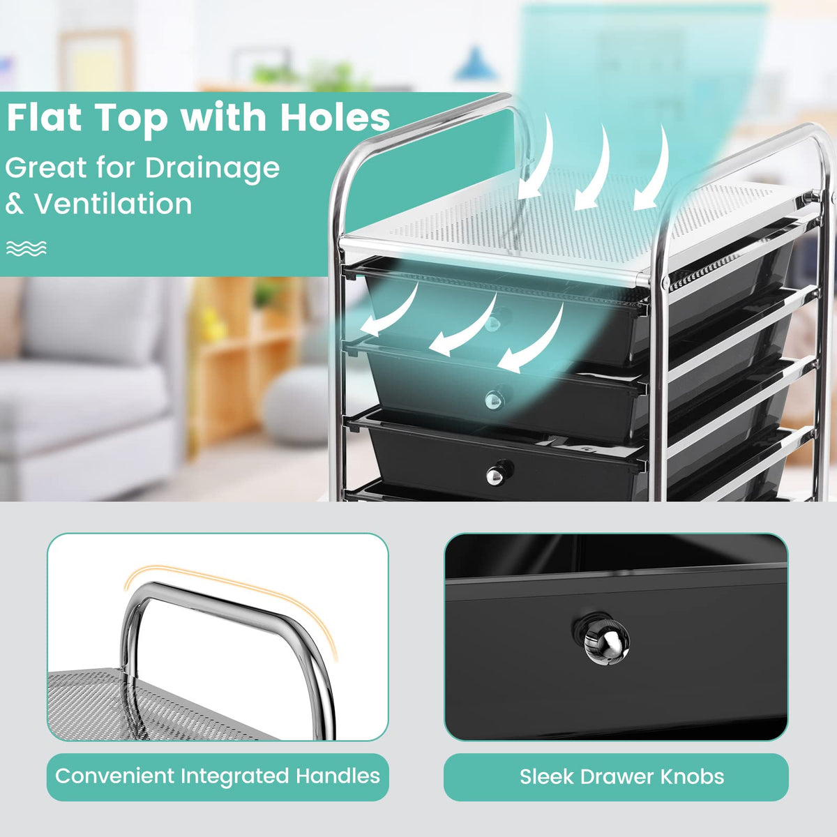 10 Drawer Multicolor Rolling Storage Cart G2585