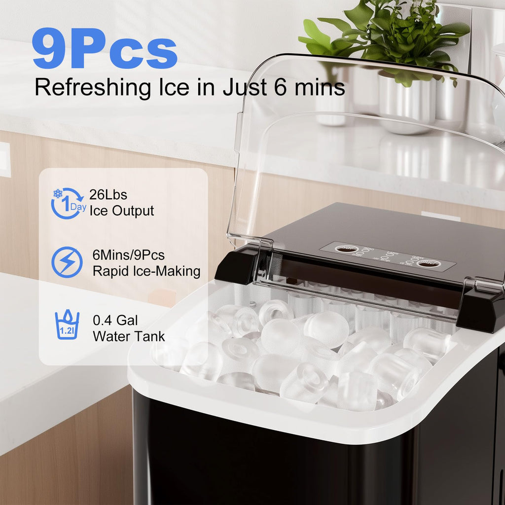 Portable Countertop Ice Maker Machine with Handle Q4889