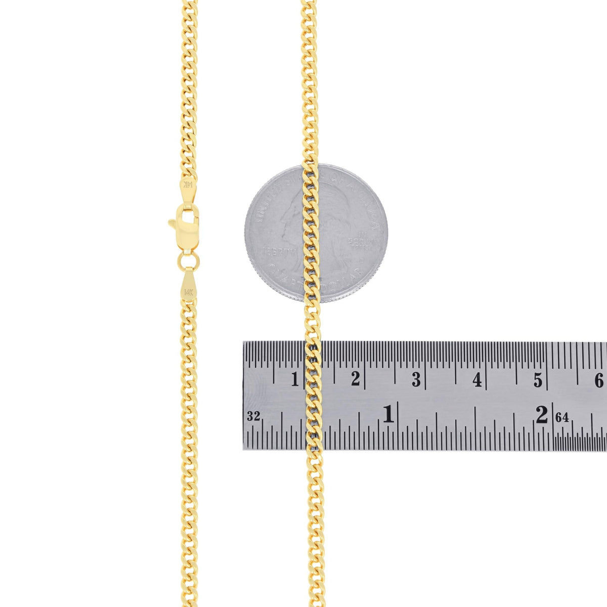 14k Yellow Gold Cuban Chain Necklace P111133