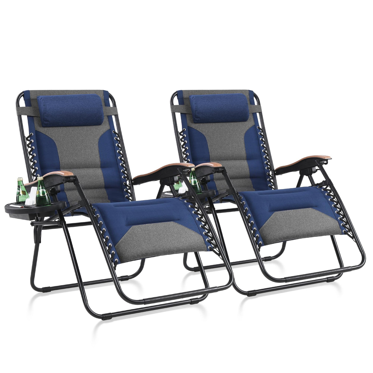 Oversized Padded Zero Gravity Chair Set of 2 Blue S9307
