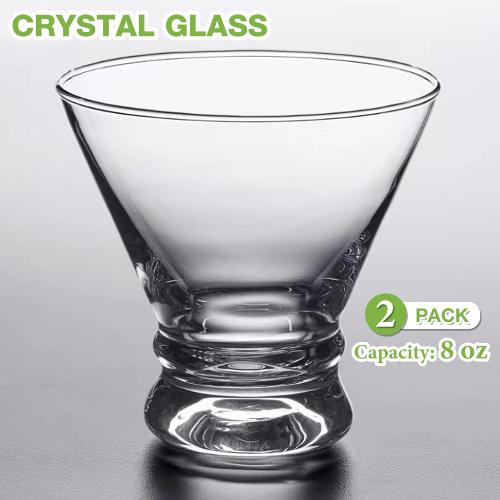 2 Pack 8 Ounce Stemless Martini Glasses J4924
