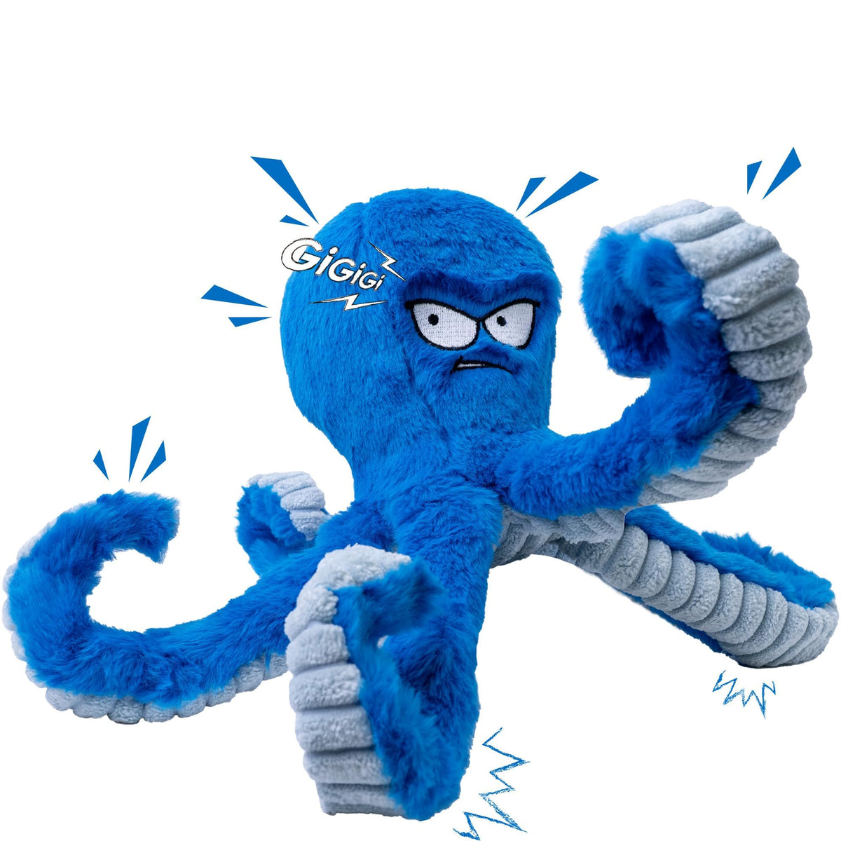 Stuffed Squeaky Crinkle Blue Octopus Dog Toy R714