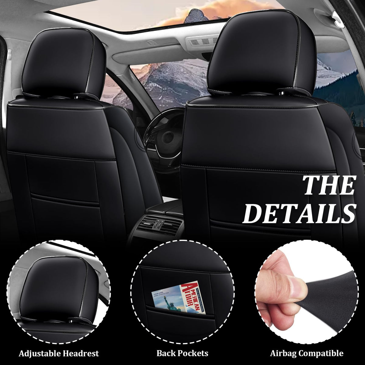 Waterproof Nappa Leather Full Set Car Seat Covers O4417