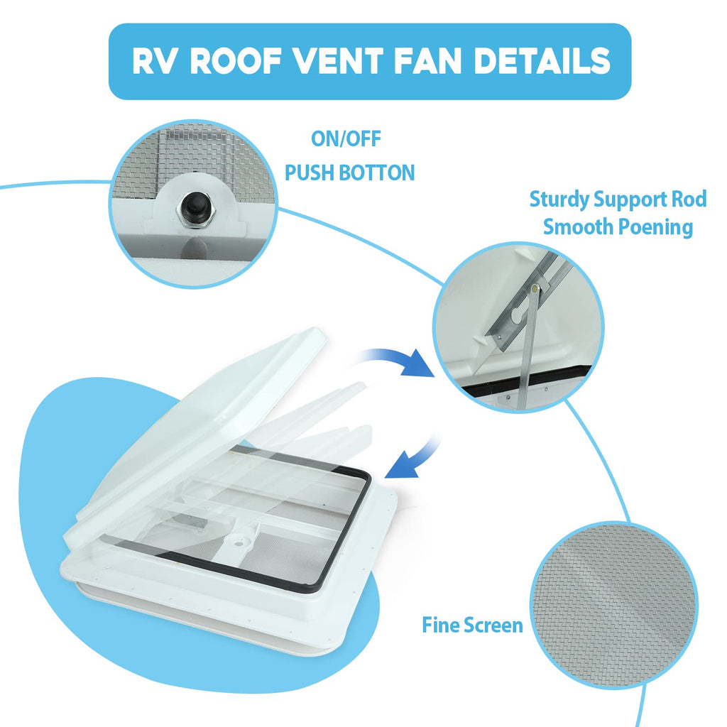 14" RV Roof Vent with White Lid W6545